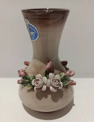 Vintage CAPODIMONTE Applied Flowers Vase Great Condition 5 Inch • $43.50