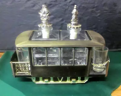 Vintage Rare Musical Trolly Car Decanter Set~2 Decanters 4 Shot Glasses~Working • $24.99