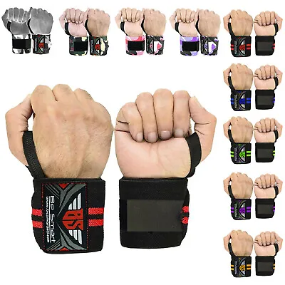 Wrist Wraps Weight Lifting Gym Straps Support Strength Elasticated Hand Bandage • £4.49