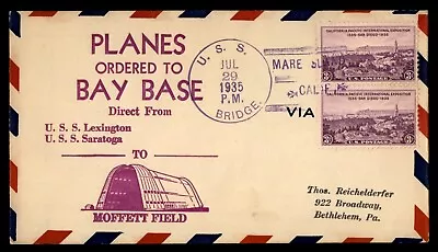 Mayfairstamps USS Bridge 1935 Planes Order To Bay Base Moffett Field CA Cover Aa • $1.25