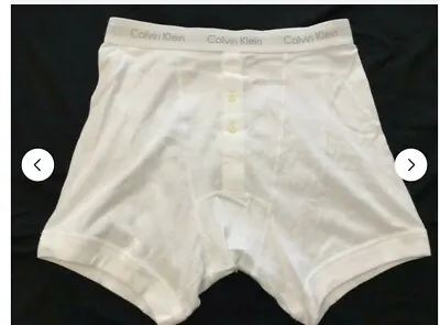 Calvin Klein Mens Button Fly Boxer Trunk Large(36”-38” Waist) White • £12.99