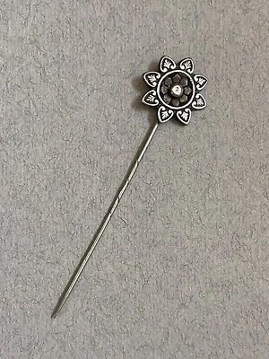 £10 • Buy Antique Solid Silver Sun Flower Stick Pin, Hat Pin, 7.2cm, 1.8g