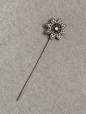 £10 • Buy Antique Solid Silver Sun Flower Stick Pin, Hat Pin, 7.2cm, 1.8g