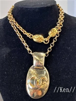 CHANEL Necklace AUTH Coco CC Pendant Rare Choker Medal Coin Gold 66cm 97P F/S • $1072.95