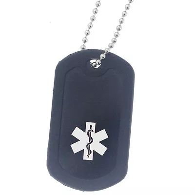 CLEARANCE! Coumadin Medical Alert ID Dog Tag Necklace Black • $9