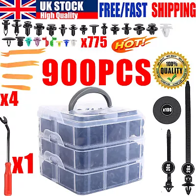 900Pcs Car Body Trim Clips Plastic Push Pin Rivet Screw Panel Fasteners Interior • £12.99