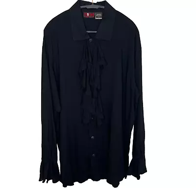 Morbid Threads Mens Black Ruffle Goth Poet Shirt Top NEW Size Large Flaw • $65