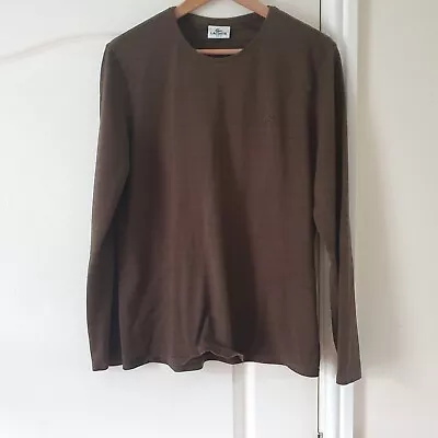 Lacoste Olive Green Brown Cotton Long Sleeve Tee T-shirt Top Large Size 5 40  • £11.45