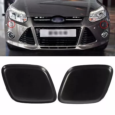 Pair Headlight Washer-Jet Cover Cap #1719217 Black For Ford Focus 2012-2014 • $16.82