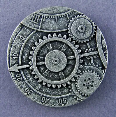 Large Metal Button - Silver - Steampunk - Gears • $7.45