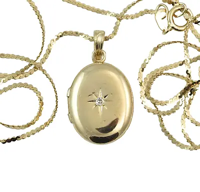 14k Gold Heart Locket W/ Diamond By Esemco 14k Gold Chain • $249