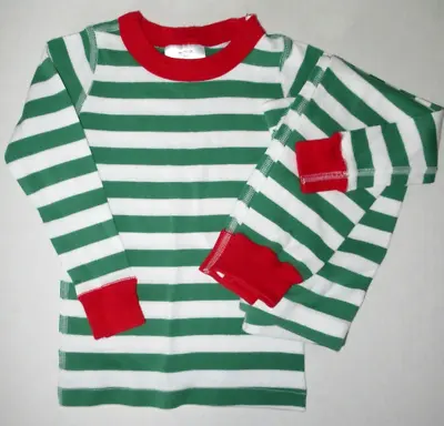 Hanna Andersson Pajamas Striped Green White Red Size 3T / 90 Organic Cotton XMAS • $12.99