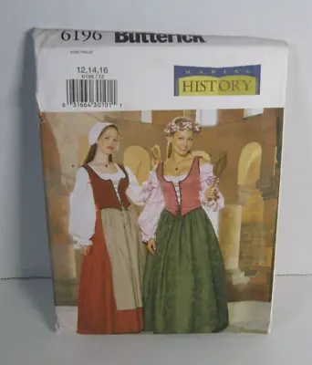 Butterick 6196 Making History Medieval Maid Renaissance Pattern Miss 12-16 Uncut • $14.99