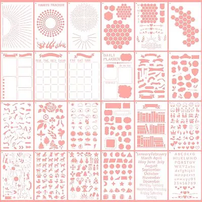 Journal Stencils 24pcs A5 Planner Stencils Plastic Reusable Planner Supplies... • $10.58