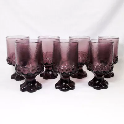Set Of 7 Vintage Tiffin Franciscan Madeira Plum/Purple 5 1/2  Water Glasses • $70