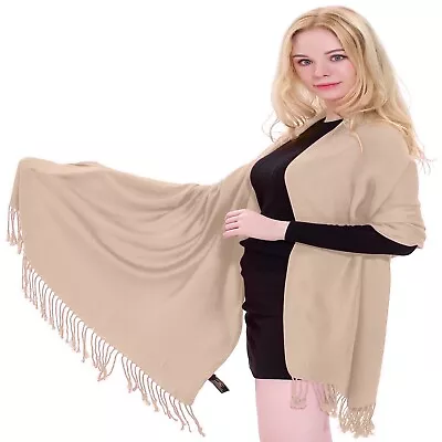 Champagne Pink Solid Colour Nepalese Shawl Scarf Stole Pashmina CJ Apparel *NEW* • £17.99