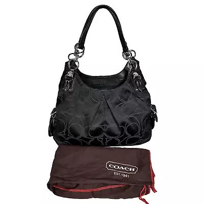 Coach Maggie Mia Signature C Black Jacquard Large Shoulder Bag Tote • $64.97