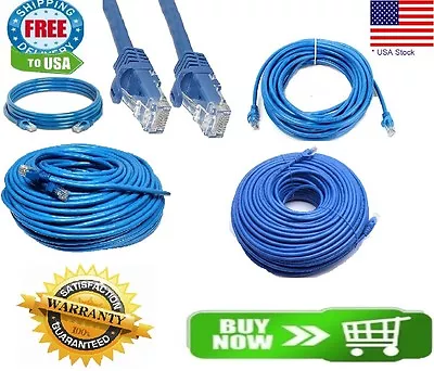 CAT6 Patch Network Cable Rj45 Ethernet 6ft 10ft 25ft 50ft 100ft 200ft Lot Blue • $4.69