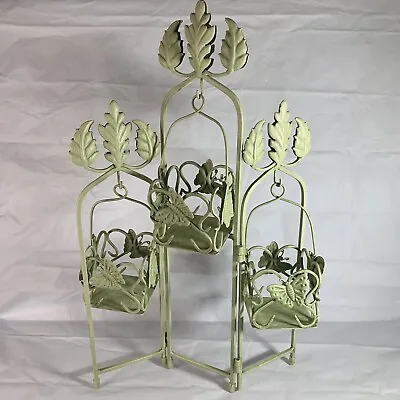Vtg Metal Plant Holder Candle Stand Baskets Butterflies Shabby Farmhouse Rustic • $44.97