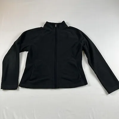 MERONA Women’s Fleece Jacket Black Full Zip Pockets Size : Large • $14