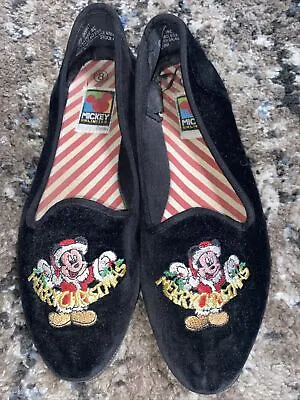 Disney Unlimited Women's Size 8 Mickey Mouse Merry Christmas Slippers Loafers • $16.99