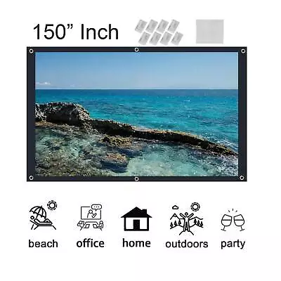 150  Portable Projector Screen In Home Outdoor Camping 3D HD 16:9 Cinema Theater • £9.79