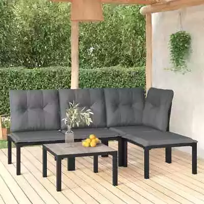VidaXL 5 Piece Garden Lounge Set Black And Grey Poly Rattan • $365.63