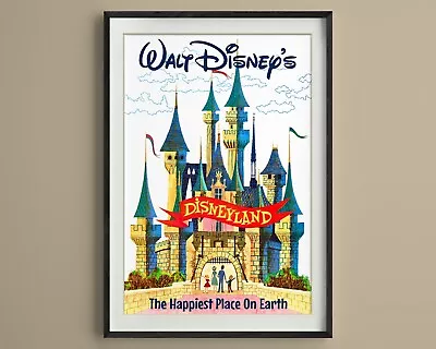 Disneyland The Happiest Place On Earth Vintage Walt Disney Castle Poster Print • $12