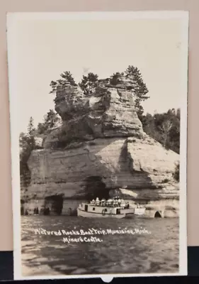 PICTURED ROCKS Boat Trip Miner's Castle Michigan RPPC POSTCARD Real Photo • $5