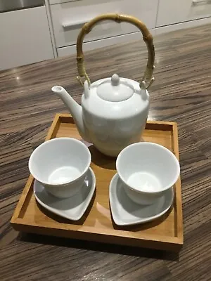 Japanese Chinese Teapot Set. Teapot 2 Tea Cups And Saucers & Tray. Used • £23