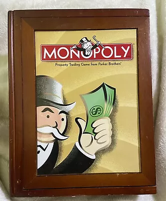 Monopoly Vintage Game Collection Wooden Library Book Shelf Wood Box 2005 Edition • $23.99