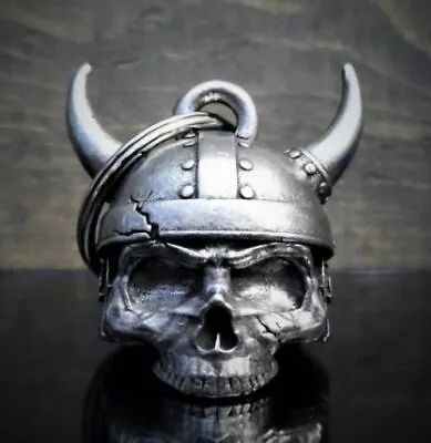 Viking Helmet Skull Motorcycle Biker Ride Gremlin Bell Good Luck Gift BB-21 • $16.95