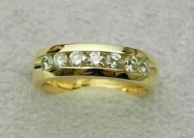 Mens 2Ct Round Lab-Created Diamond Wedding Band Ring 14K Yellow Gold Plated • $86.39