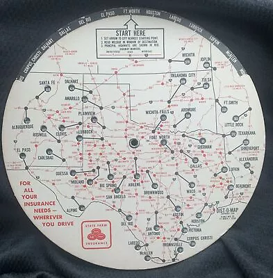 1964 DIST O MAP WHEEL Of TEXAS With STATE FARM Advertising • $13.99