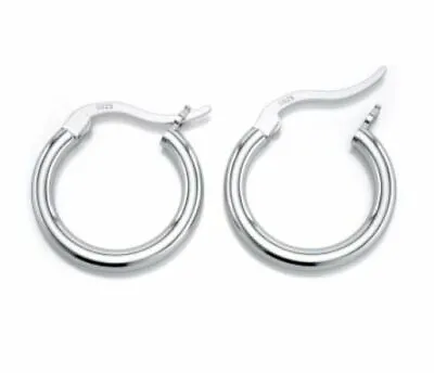 $22.95 • Buy Round Hoop Earrings S925 Sterling Silver By Charm Heaven (Various Sizes)