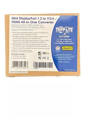 Tripp Lite P137-06N-HV-V2W 6in Mini DisplayPort To HDMI VGA 4K Adapter Converter • $9.99