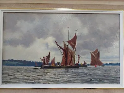 Sidney Lee (1925-2013) 20th Century Oil Painting Fishing Sail Barges. Signed • £95