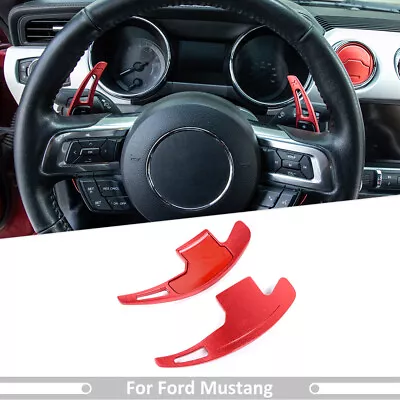 Red Steering Wheel Extended Paddle Shifter Trim For Ford Mustang 15+ Accessories • $19.49