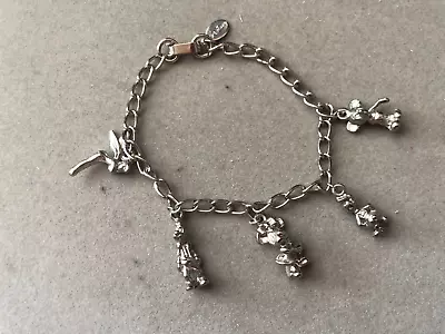 Vintage Disney Charm Bracelet Silver 7  Mickey Minnie Donald Pluto Tinker • $24.99