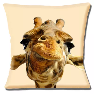 £10.95 • Buy Funny Giraffe 16 X16  40cm Cushion Cover Novelty Close Up Photo Print Wildlife