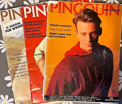 Vintage Pingouin Knit And Crochet Pattern Books - Women Men And Children Sizes • $10