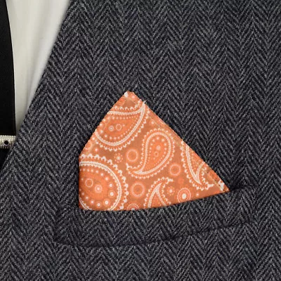 Orange Paisley Design Pocket Square XPS029 • £5.99