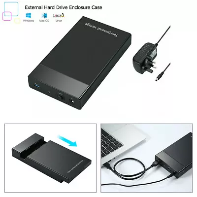 USB 3.0 To SATA External Hard Driver Enclosure HD SSD HDD Caddy Case 2.5  3.5  • £17.49