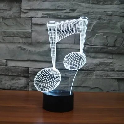 1pcs Home Decor Music Note 3D LED Night Lights 7-Color Acrylic Visual Touch Lamp • $11.98