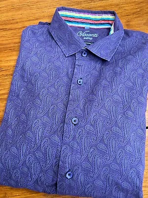 Visconti Uomo Button Up Shirt Mens Size Large Purple Paisley L/S 2 Ply Cotton • $16.88