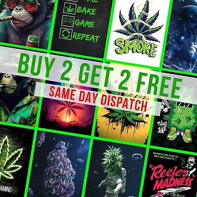 Cannabis Stoner Posters Retro Ganja Weed Gamer Wall Art Marijuana Poster Print • £13.99