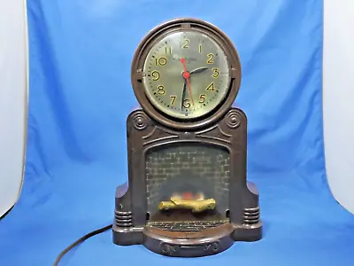 Mastercrafters Model 272 FIREPLACE Animated Lighted Motion Clock 1950's Working • $33.99