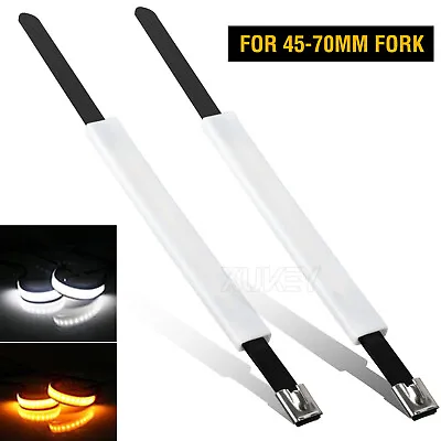 2X Super Bright Amber LED Fork Turn Signal Lights Strip For Motorcycle Universal • $9.40
