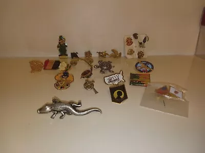 Vintage ANIMAL Brooches Military Lapel Pins  Lot Of 25 ITEMS • $29.99