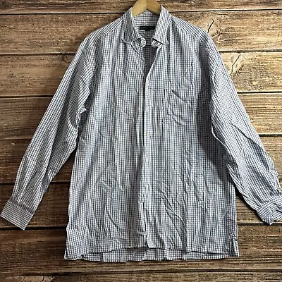 Ermenegildo Zegna Shirt Mens 2XL XXL Long Sleeve Button Up Plaid Casual Preppy • $11.89